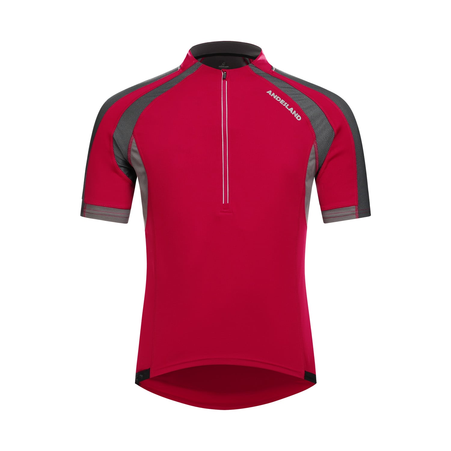 POLERA MANGA CORTA HOMBRE ANDESLAND TRICOTA LISA MEDIO CIERRE CICLISMO DEPORTIVO - 1