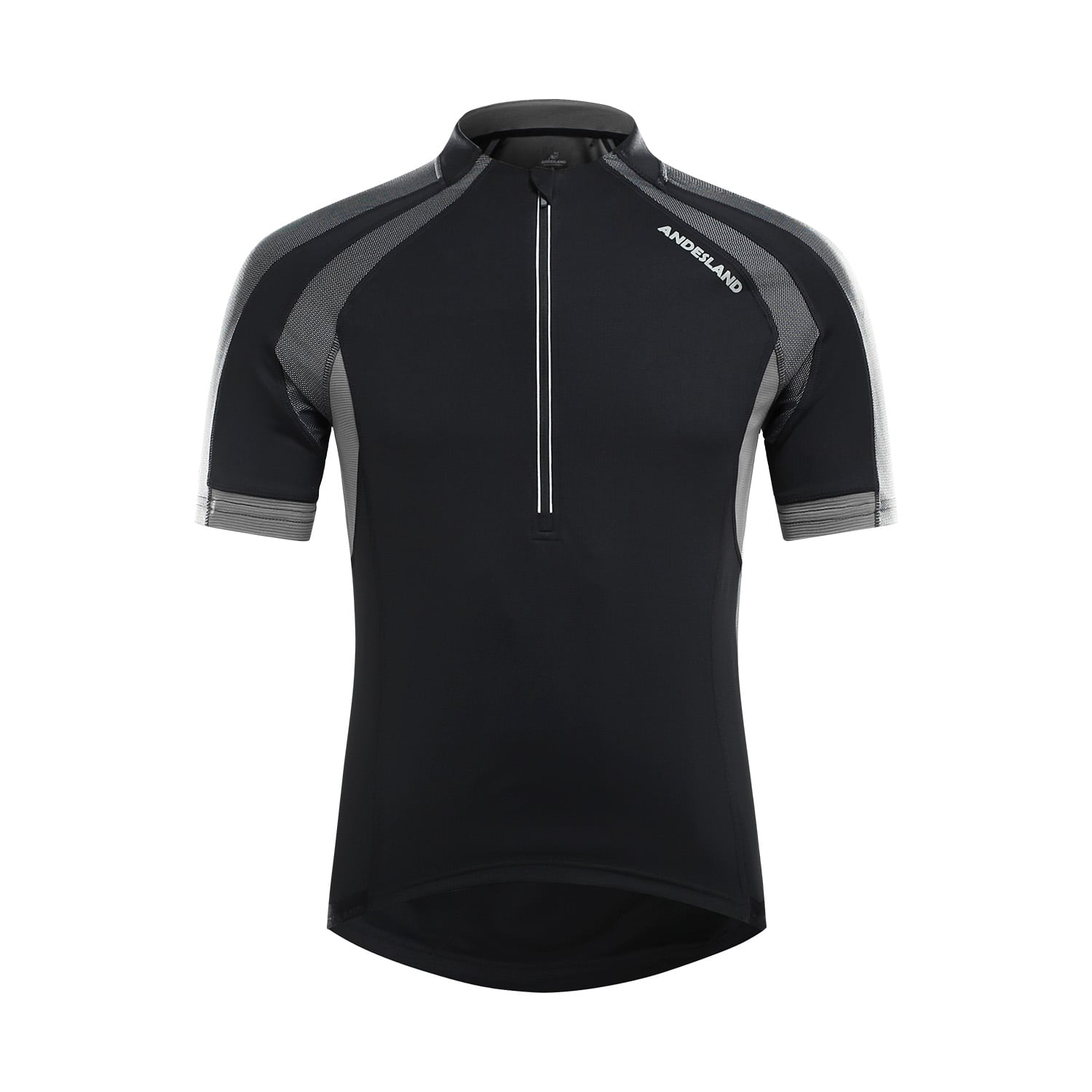 POLERA MANGA CORTA HOMBRE ANDESLAND TRICOTA LISA MEDIO CIERRE CICLISMO DEPORTIVO - 1