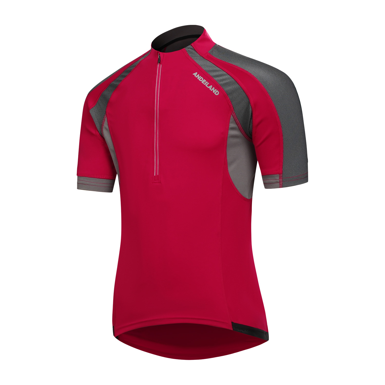 POLERA MANGA CORTA HOMBRE ANDESLAND TRICOTA LISA MEDIO CIERRE CICLISMO DEPORTIVO - 2