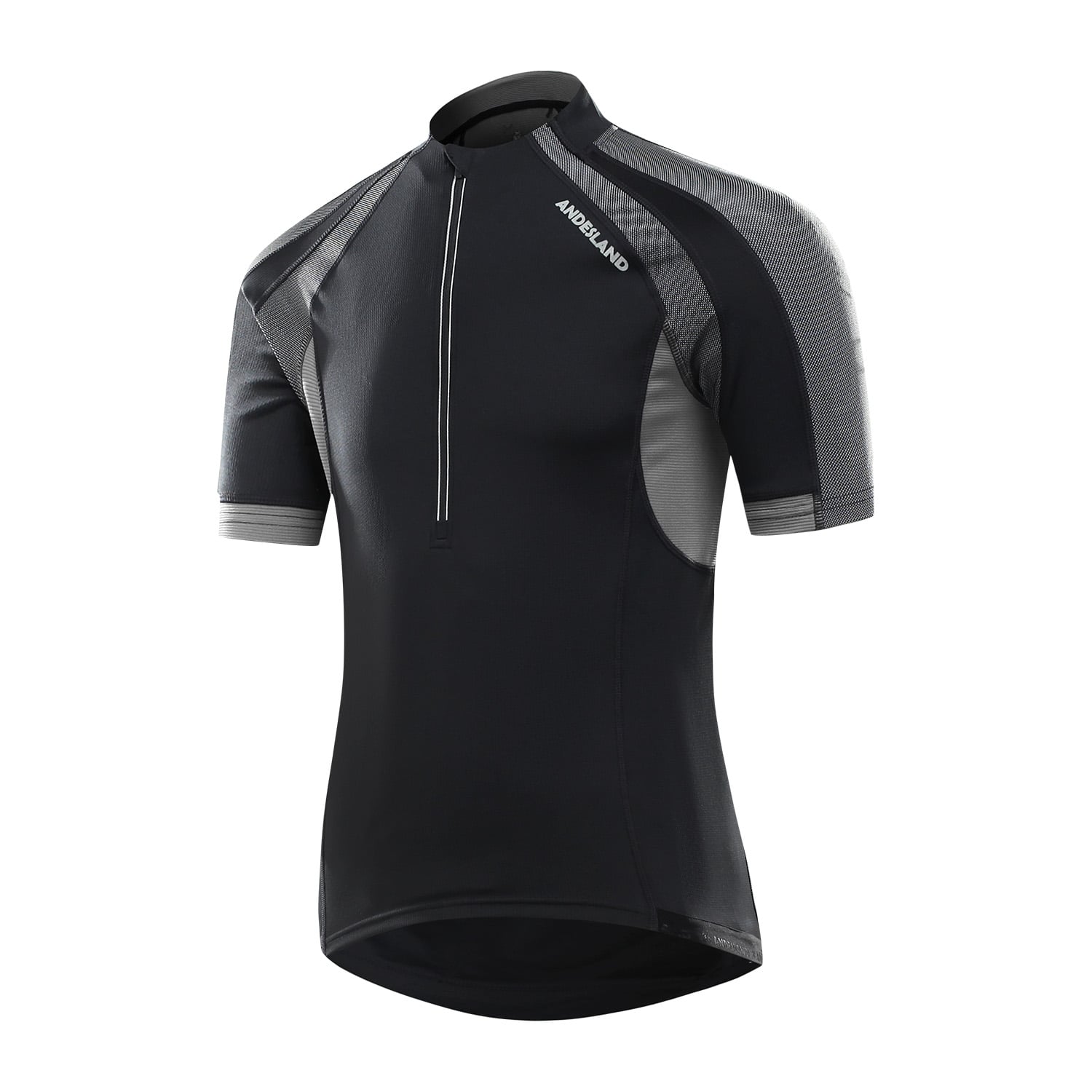 POLERA MANGA CORTA HOMBRE ANDESLAND TRICOTA LISA MEDIO CIERRE CICLISMO DEPORTIVO - 2