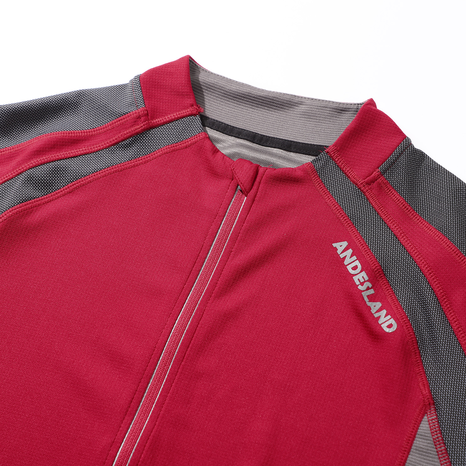 POLERA MANGA CORTA HOMBRE ANDESLAND TRICOTA LISA MEDIO CIERRE CICLISMO DEPORTIVO - 4