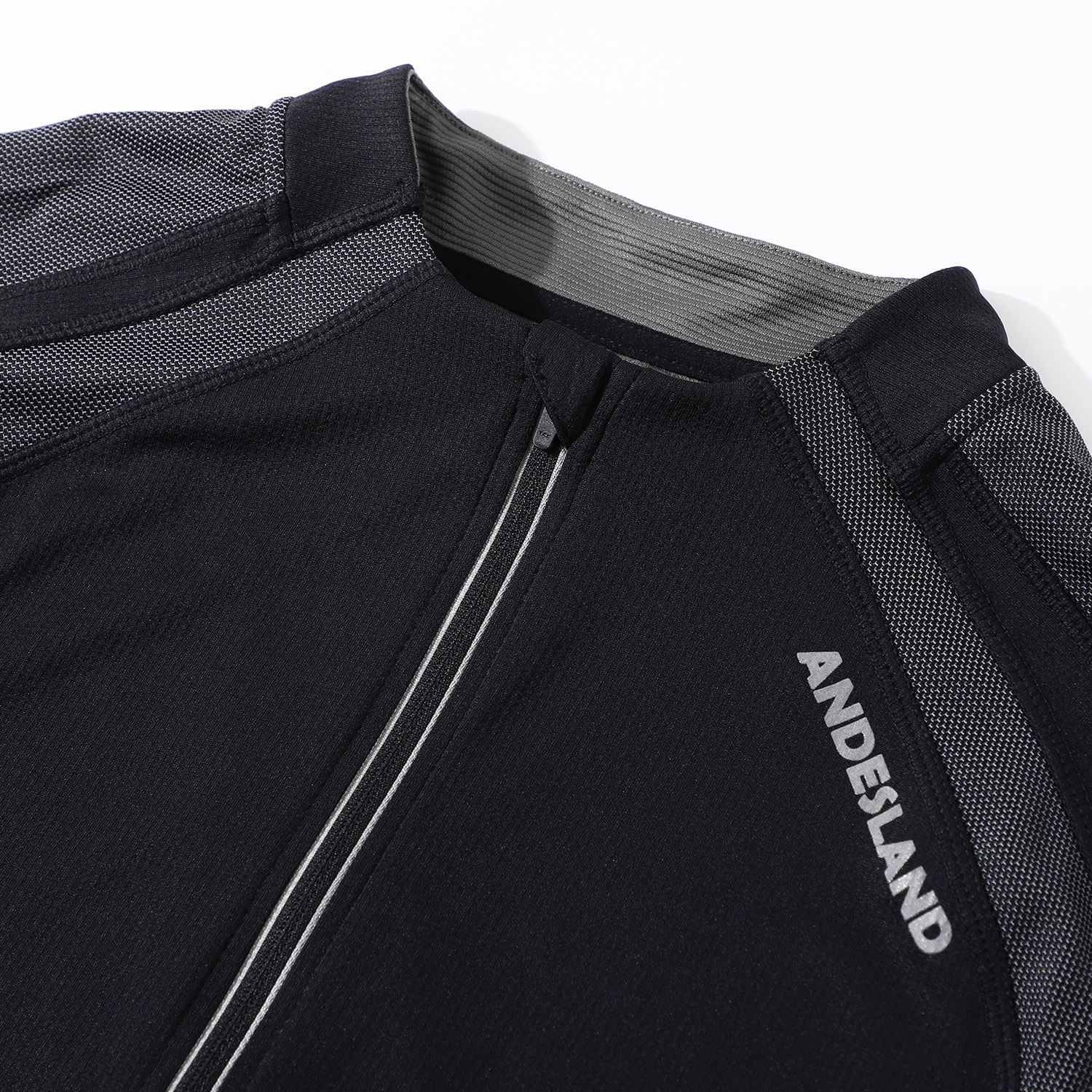 POLERA MANGA CORTA HOMBRE ANDESLAND TRICOTA LISA MEDIO CIERRE CICLISMO DEPORTIVO - 4