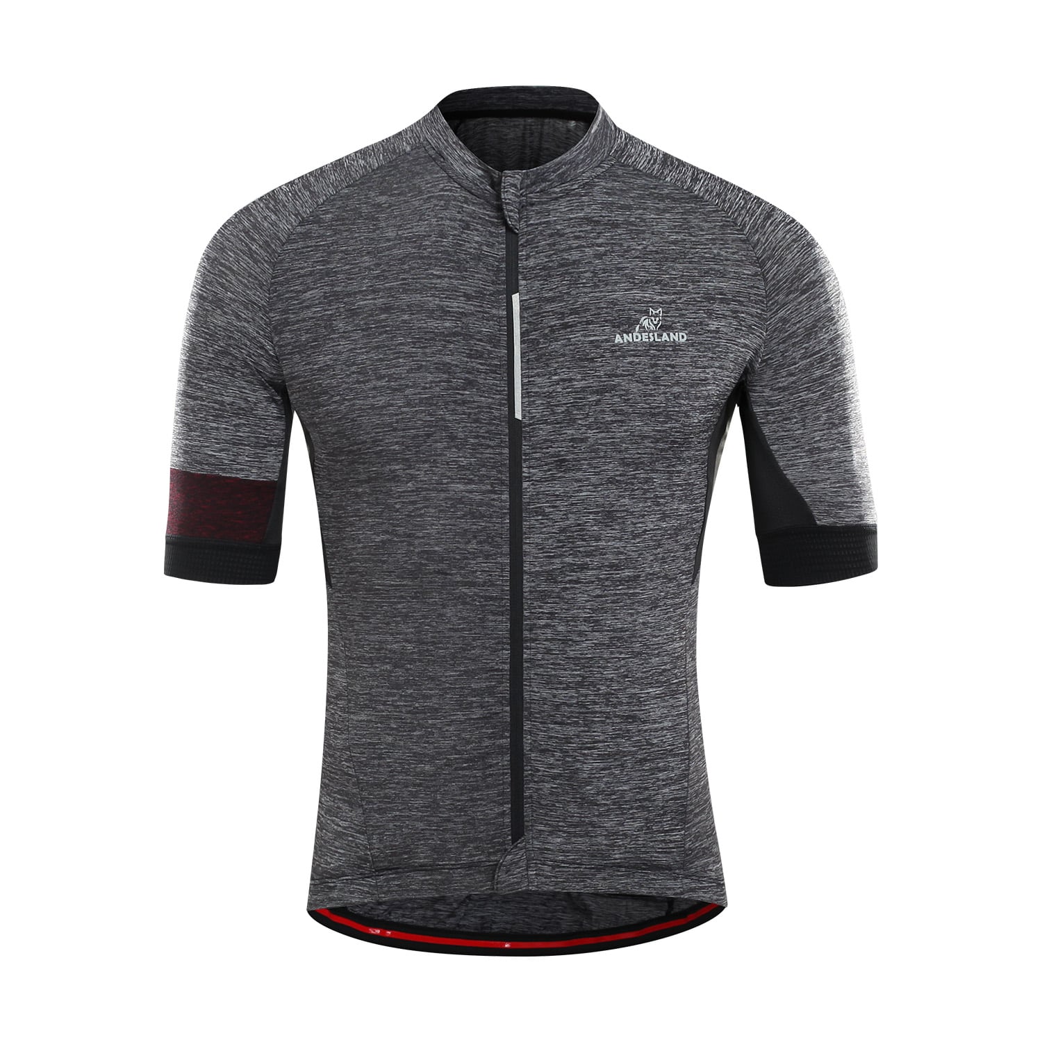 POLERA MANGA CORTA HOMBRE ANDESLAND TRICOTA JASPEADA CIERRE COMPLETO CICLISMO DEPORTIVO - 1