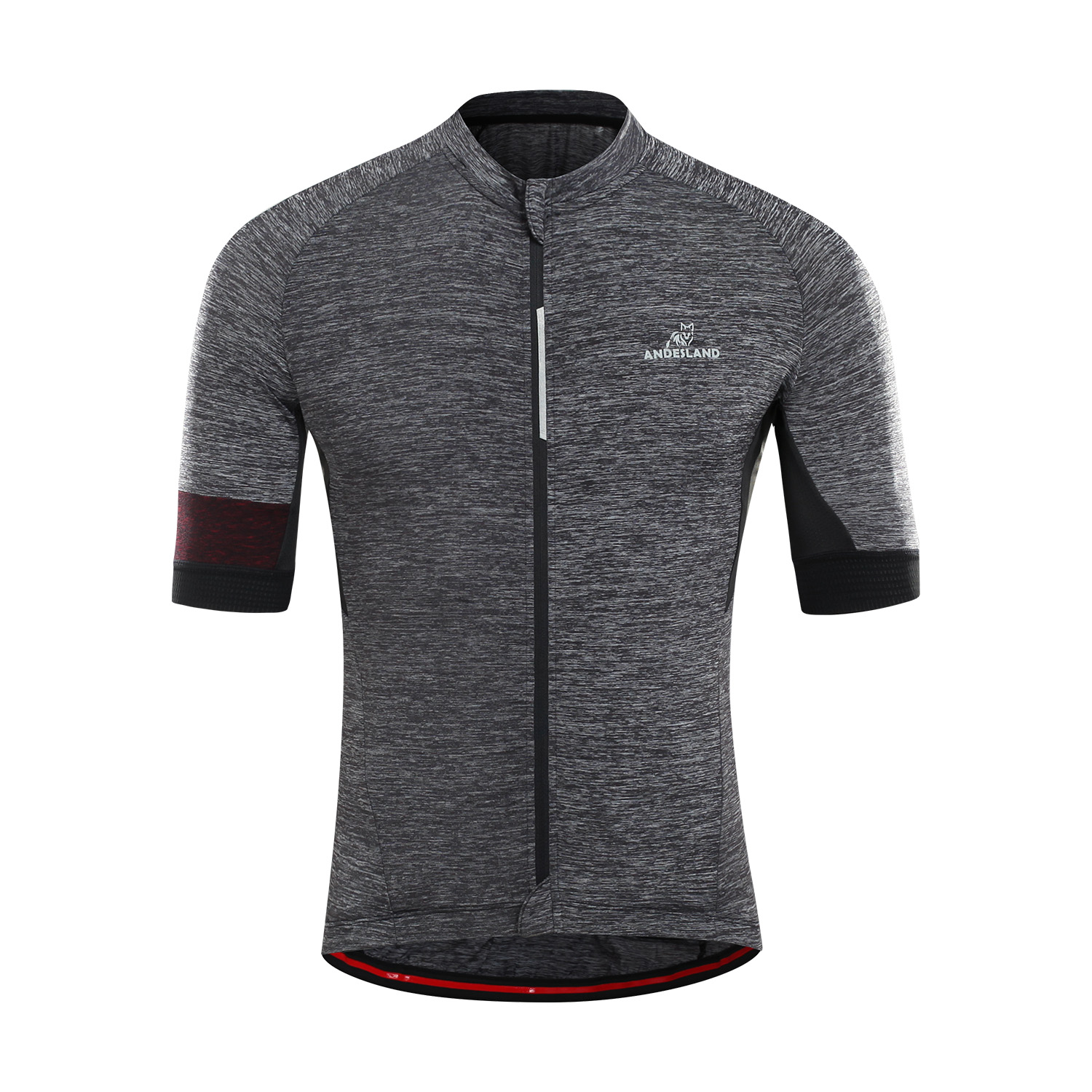 POLERA MANGA CORTA HOMBRE ANDESLAND TRICOTA JASPEADA CIERRE COMPLETO CICLISMO DEPORTIVO - 1
