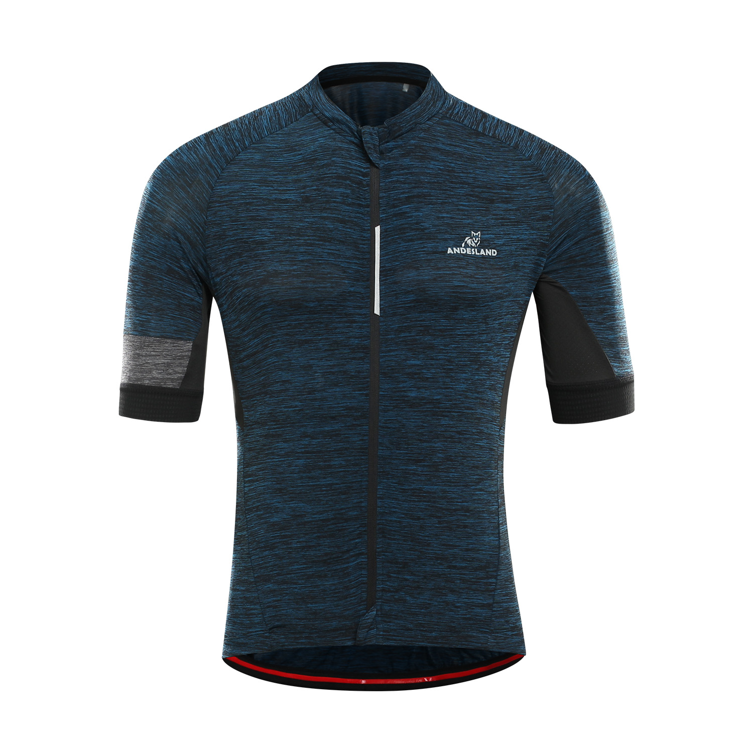 POLERA MANGA CORTA HOMBRE ANDESLAND TRICOTA JASPEADA CIERRE COMPLETO CICLISMO DEPORTIVO - 1