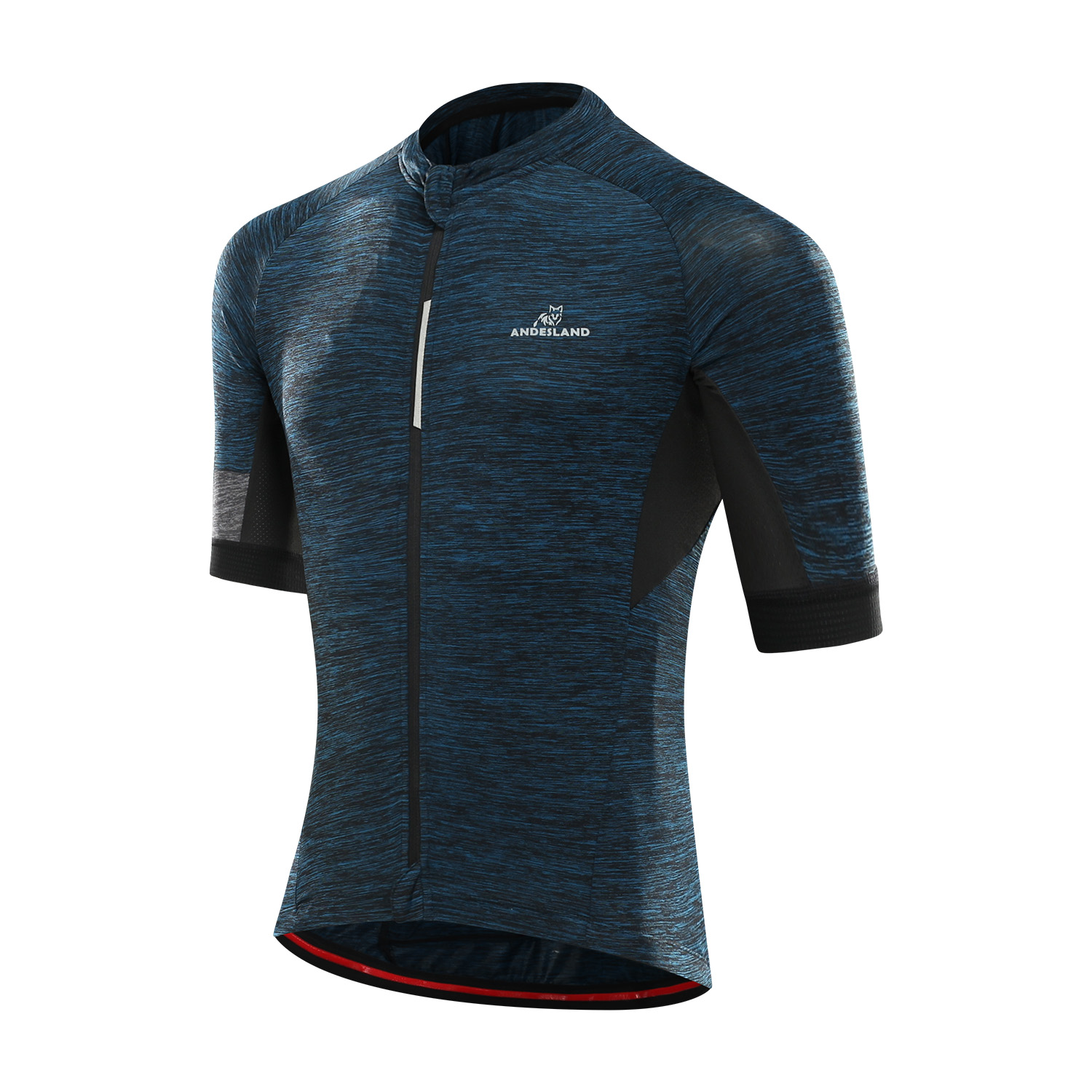 POLERA MANGA CORTA HOMBRE ANDESLAND TRICOTA JASPEADA CIERRE COMPLETO CICLISMO DEPORTIVO - 2