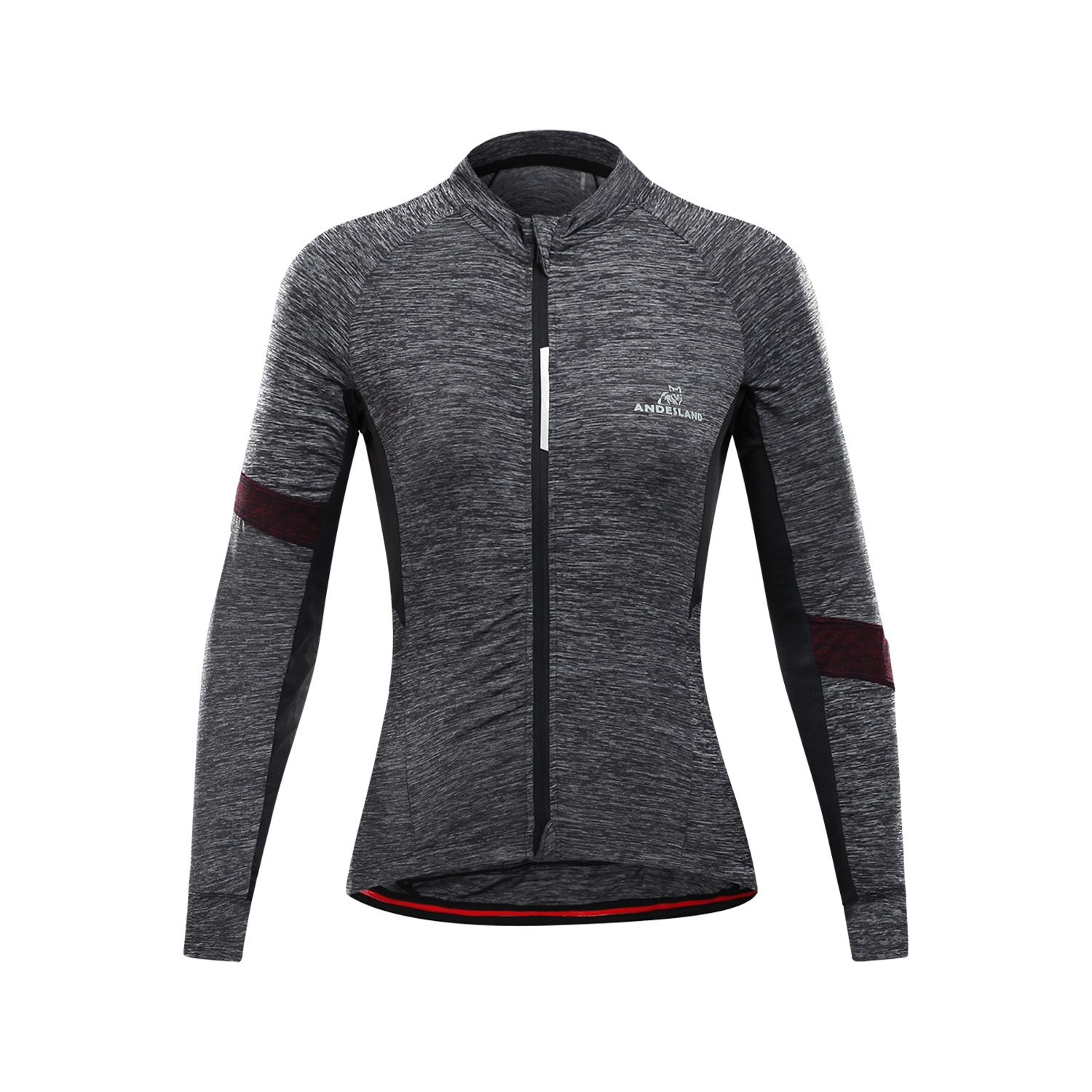 POLERA MANGA LARGA MUJER ANDESLAND TRICOTA JASPEADA CIERRE COMPLETO CICLISMO DEPORTIVO - 1