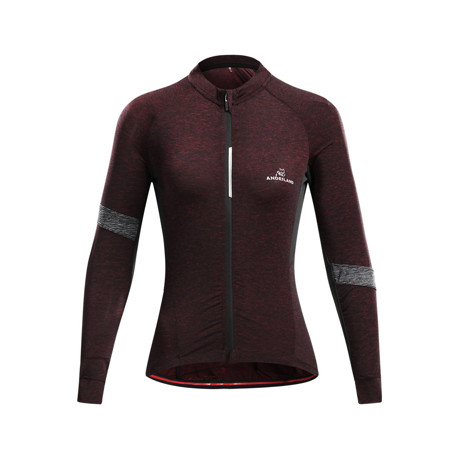 POLERA MANGA LARGA MUJER ANDESLAND TRICOTA JASPEADA CIERRE COMPLETO CICLISMO DEPORTIVO - 1