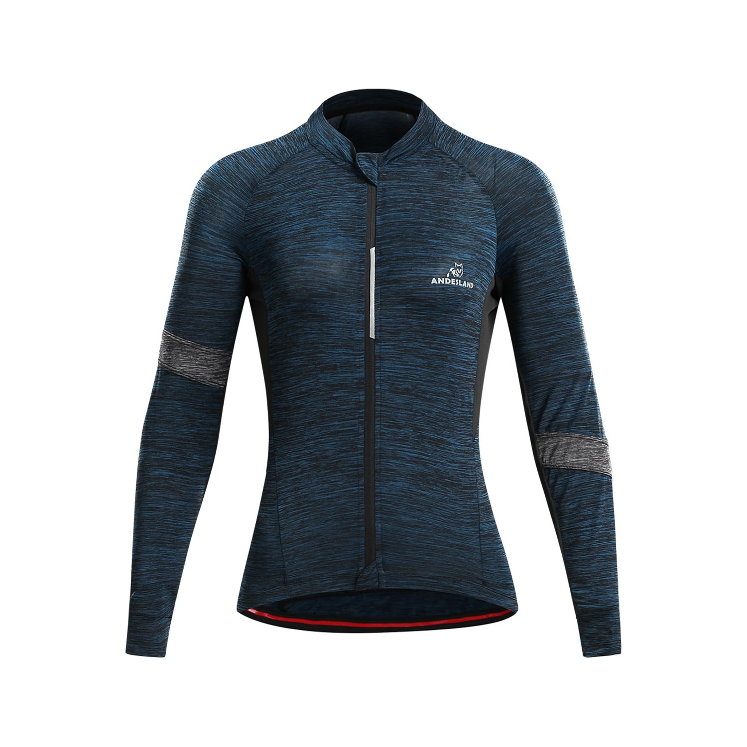 POLERA MANGA LARGA MUJER ANDESLAND TRICOTA JASPEADA CIERRE COMPLETO CICLISMO DEPORTIVO - 1