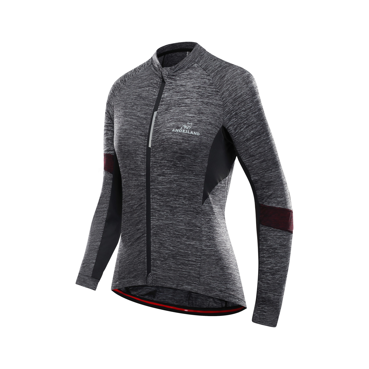 POLERA MANGA LARGA MUJER ANDESLAND TRICOTA JASPEADA CIERRE COMPLETO CICLISMO DEPORTIVO - 2
