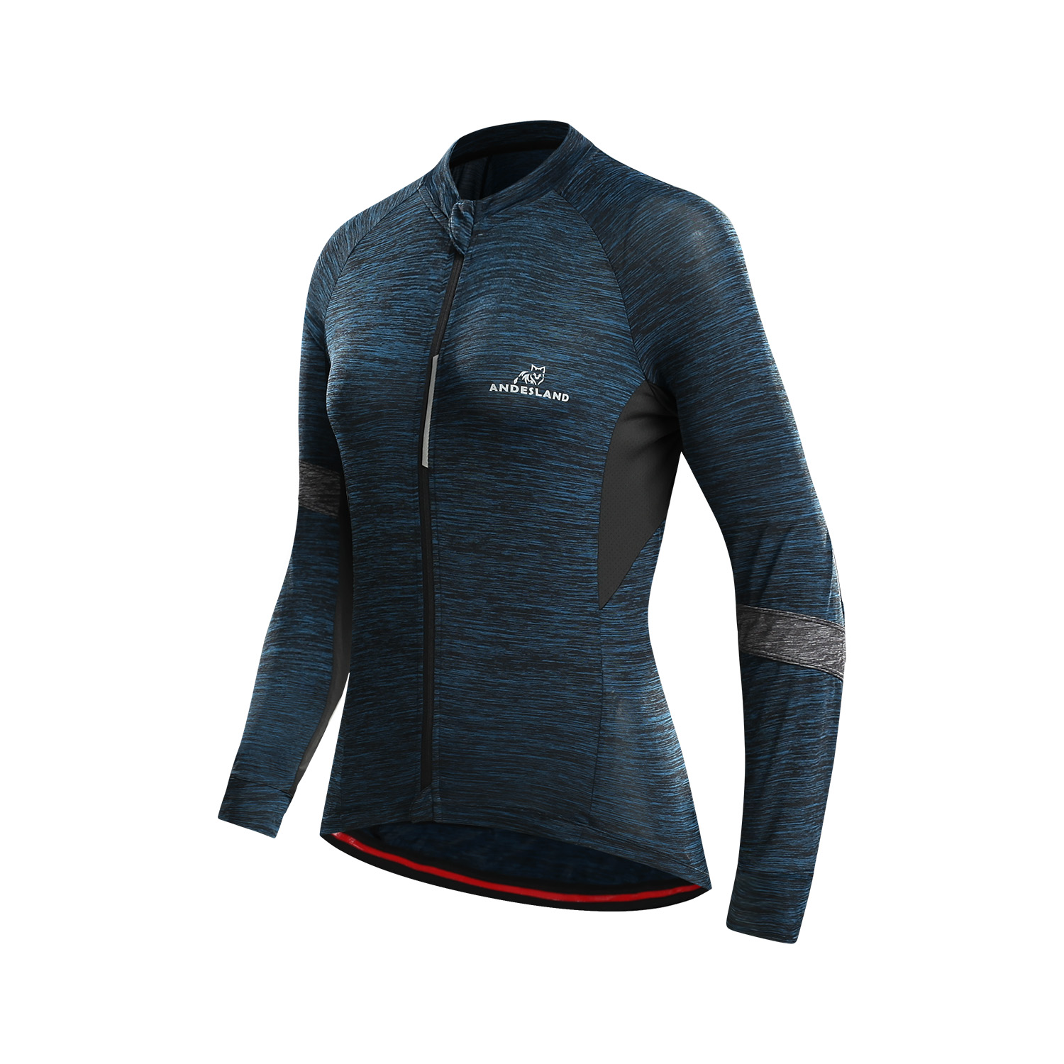 POLERA MANGA LARGA MUJER ANDESLAND TRICOTA JASPEADA CIERRE COMPLETO CICLISMO DEPORTIVO - 2