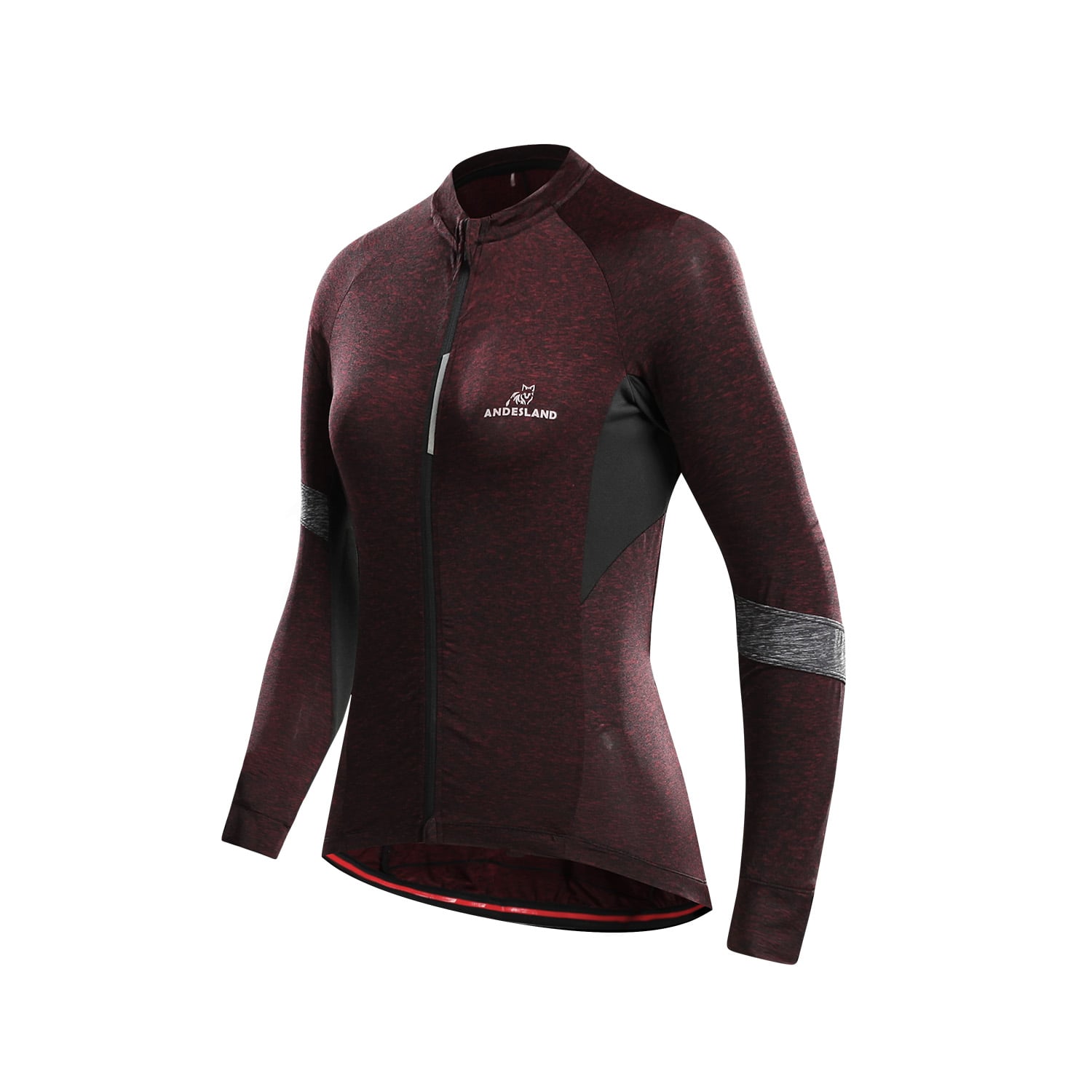 POLERA MANGA LARGA MUJER ANDESLAND TRICOTA JASPEADA CIERRE COMPLETO CICLISMO DEPORTIVO - 2