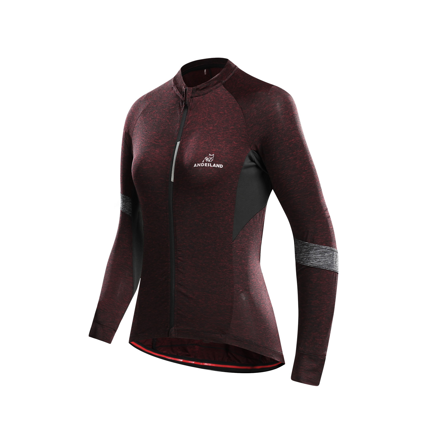 POLERA MANGA LARGA MUJER ANDESLAND TRICOTA JASPEADA CIERRE COMPLETO CICLISMO DEPORTIVO - 2