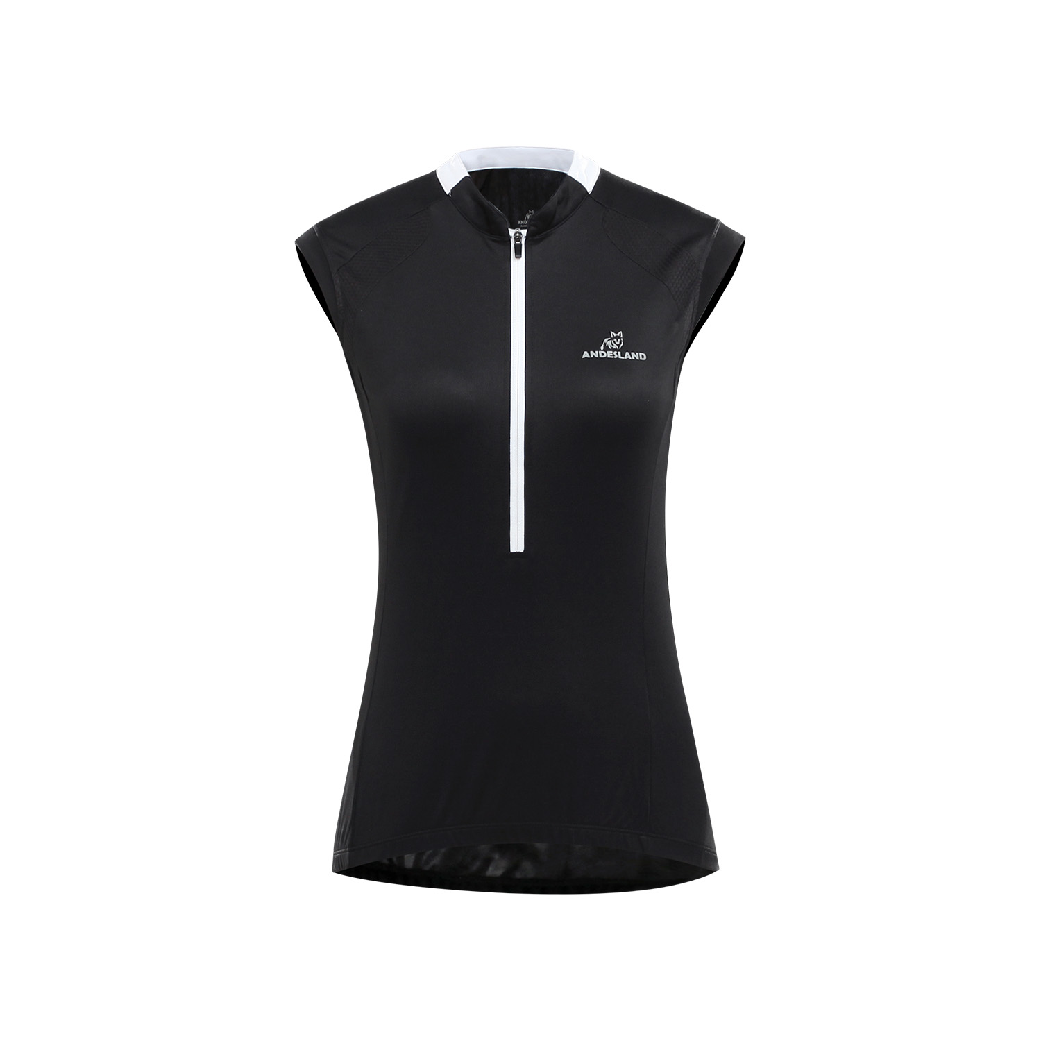 CAMISETA SIN MANGAS MUJER ANDESLAND NEGRO SUDADERA CICLISTA MEDIO CIERRE CICLISMO DEPORTIVO - 1