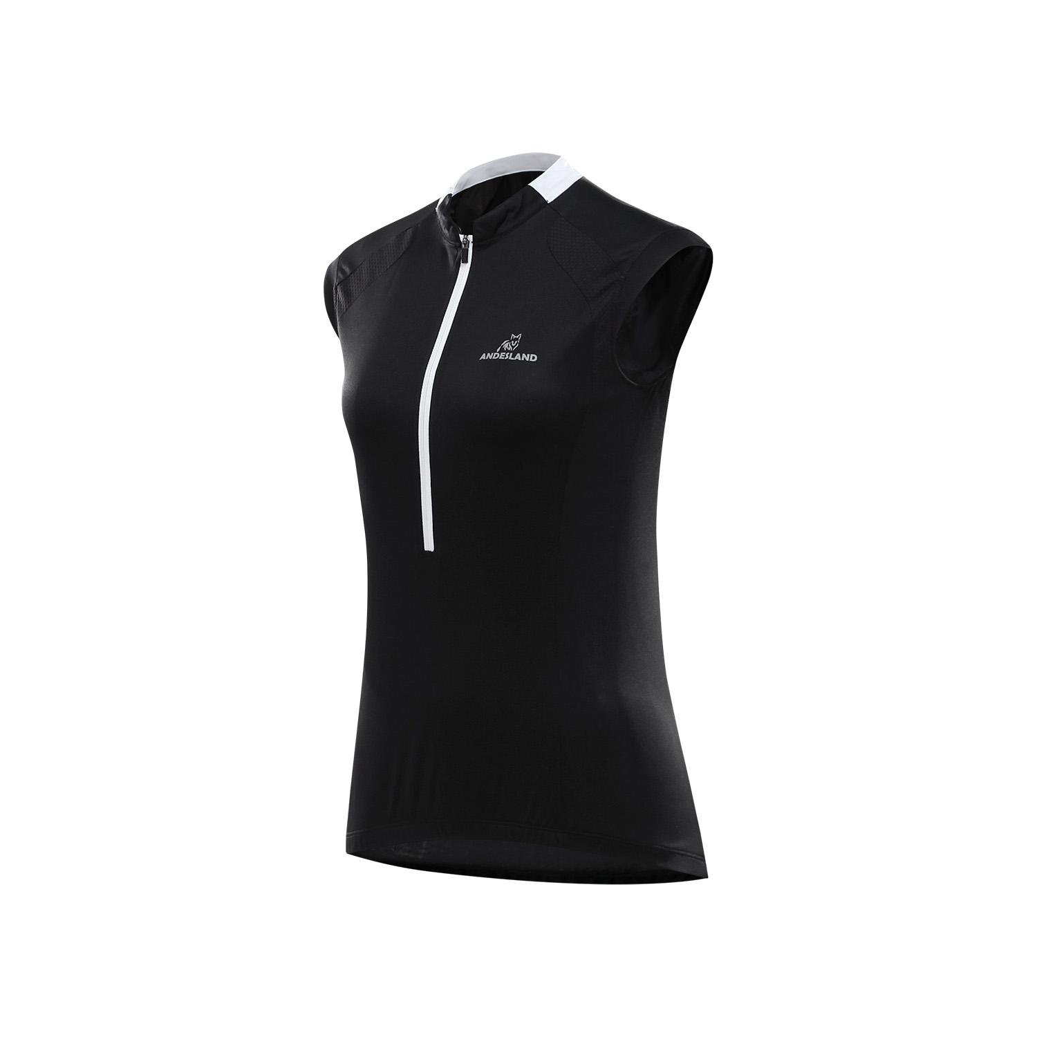 CAMISETA SIN MANGAS MUJER ANDESLAND NEGRO SUDADERA CICLISTA MEDIO CIERRE CICLISMO DEPORTIVO - 2
