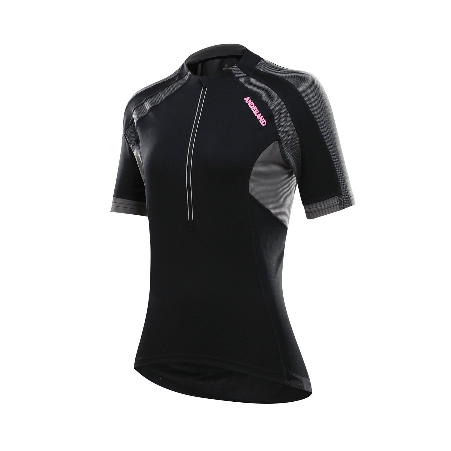 POLERA MANGA CORTA MUJER ANDESLAND TRICOTA LISA MEDIO CIERRE CICLISMO DEPORTIVO - 2