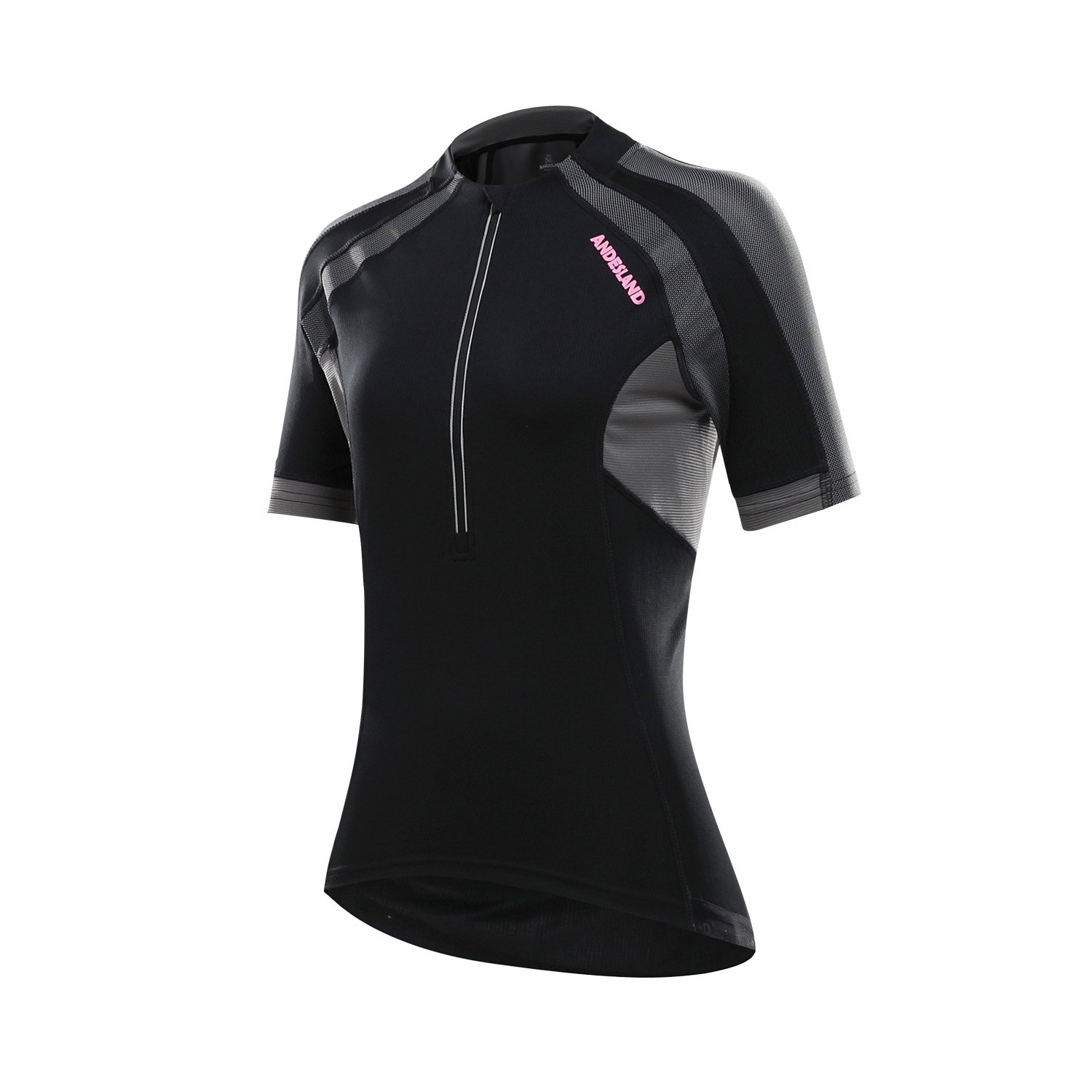 POLERA MANGA CORTA MUJER ANDESLAND TRICOTA LISA MEDIO CIERRE CICLISMO DEPORTIVO - 2