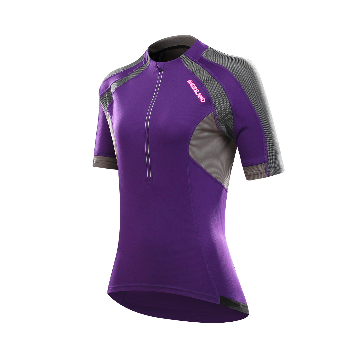 POLERA MANGA CORTA MUJER ANDESLAND TRICOTA LISA MEDIO CIERRE CICLISMO DEPORTIVO - 2