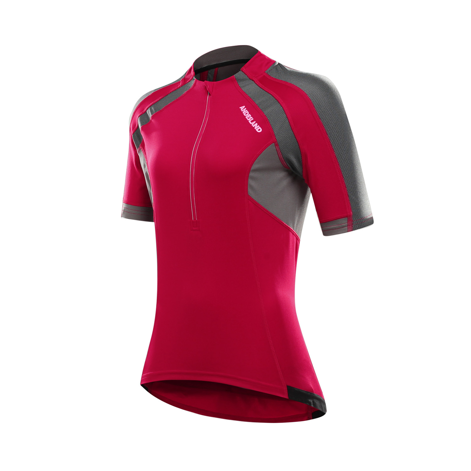 POLERA MANGA CORTA MUJER ANDESLAND TRICOTA LISA MEDIO CIERRE CICLISMO DEPORTIVO - 2