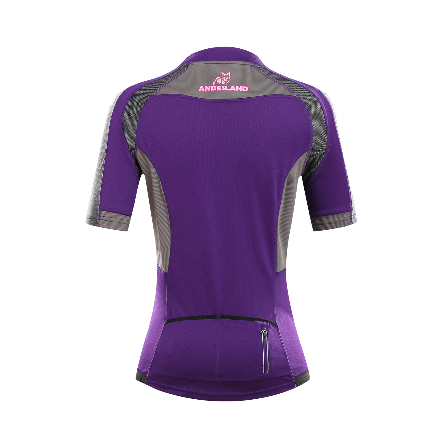 POLERA MANGA CORTA MUJER ANDESLAND TRICOTA LISA MEDIO CIERRE CICLISMO DEPORTIVO - 3