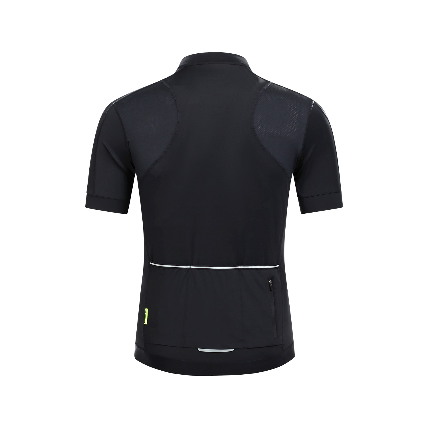 POLERA MANGA CORTA HOMBRE ANDESLAND NEGRO TRICOTA LÍNEAS REFLECTANTES CIERRE CICLISMO DEPORTIVO - 3