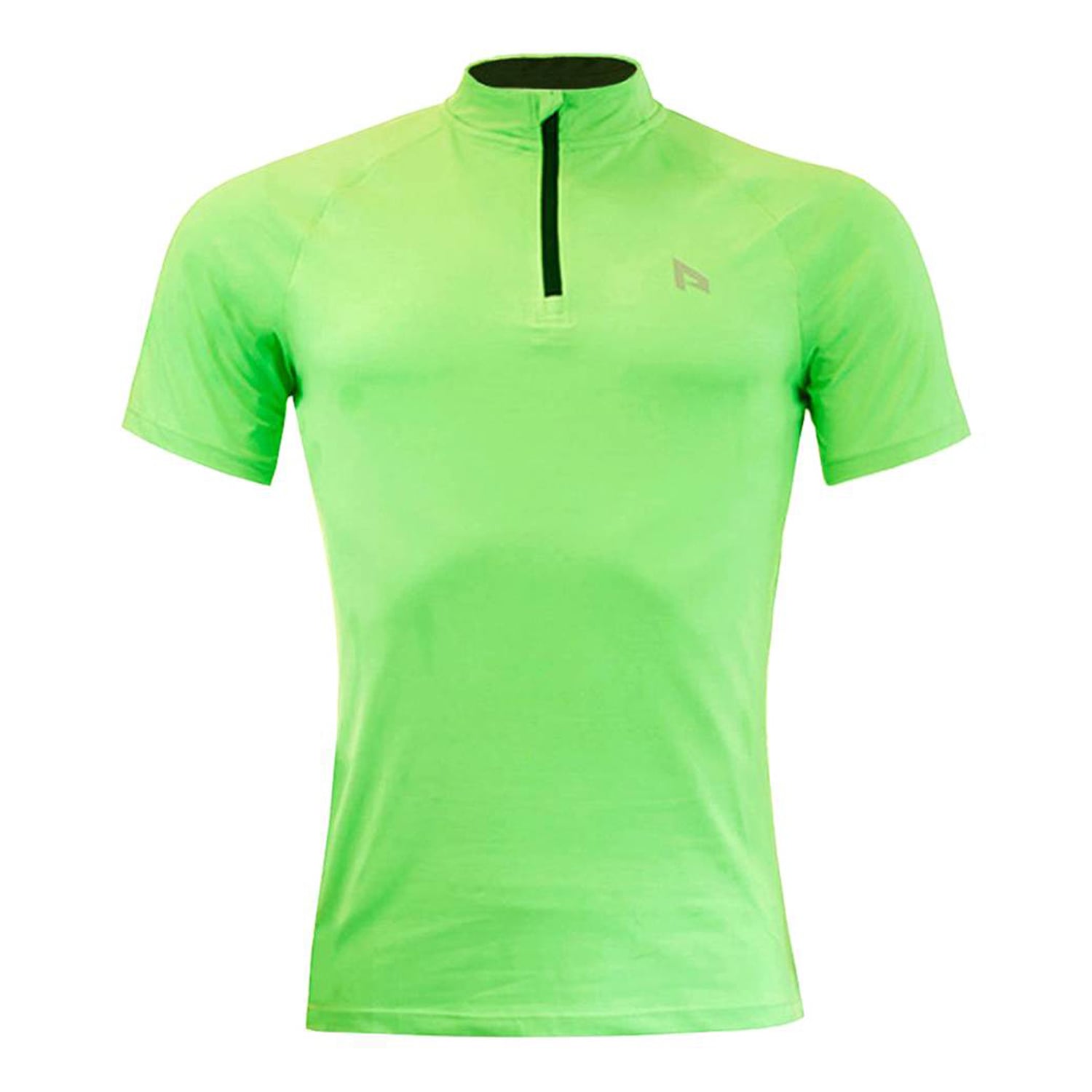 POLERA MANGA CORTA HOMBRE ANDESLAND VERDE CLARO TRICOTA FLÚOR MEDIO CIERRE CICLISMO DEPORTIVO - 1