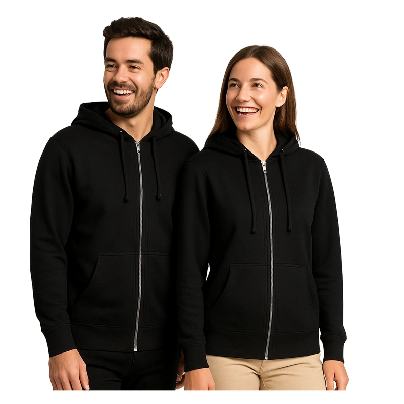 POLERON CANGURO CIERRE METALICO VULPES UNISEX - XXXL, NEGRO - 7