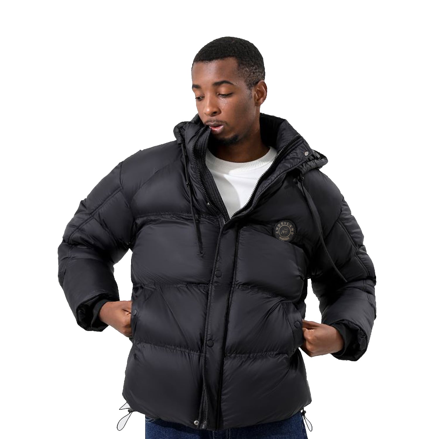 CHAQUETA MANGA LARGA HOMBRE ANDESLAND NEGRO PUFFER URBANA CON GORRO DESMONTABLE OUTDOOR CORPORATIVO - 4