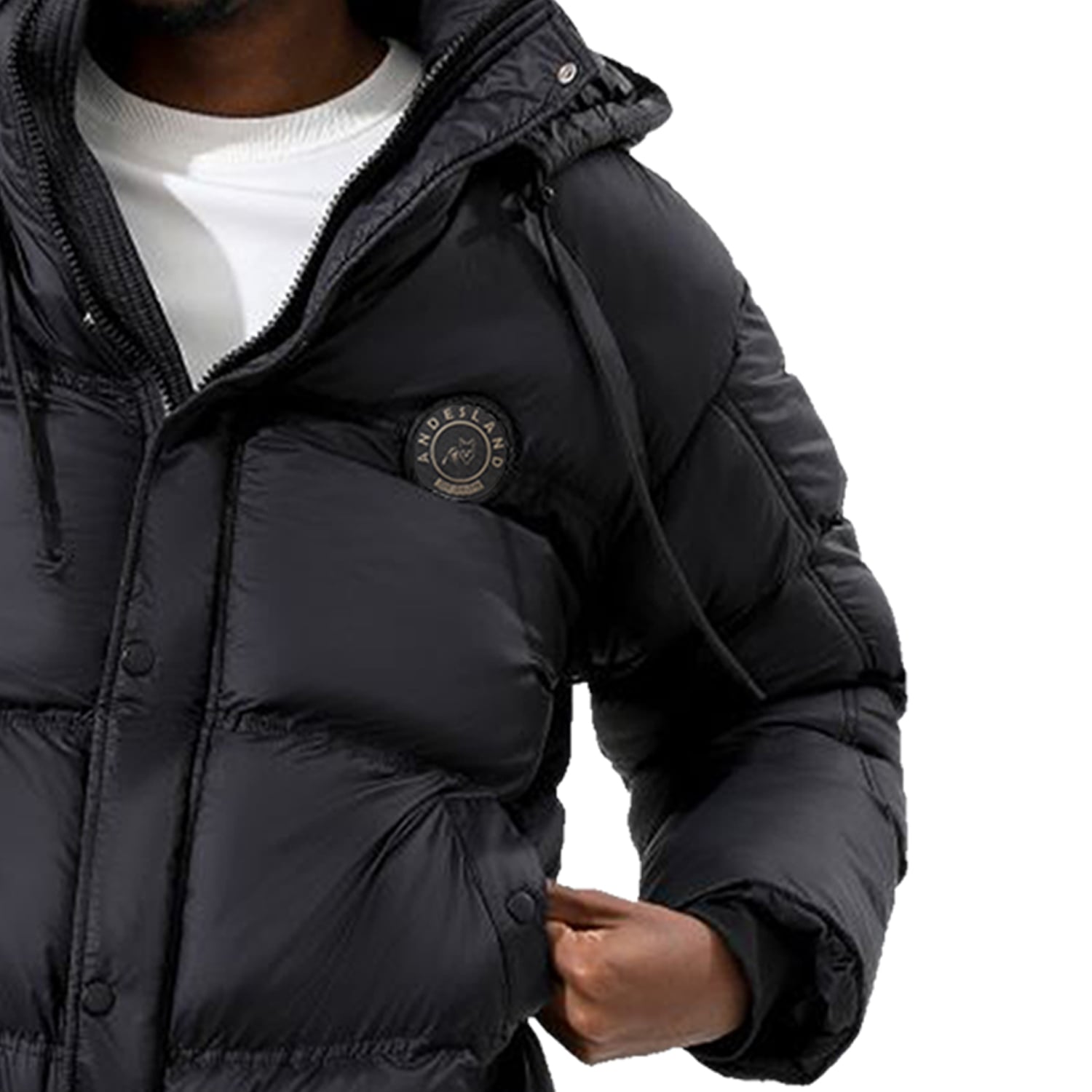 CHAQUETA MANGA LARGA HOMBRE ANDESLAND NEGRO PUFFER URBANA CON GORRO DESMONTABLE OUTDOOR CORPORATIVO - 6