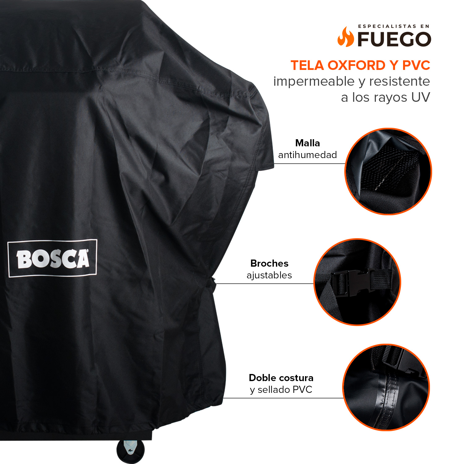 FUNDA PARRILLA BOSCA TALLA M NEGRA - 8