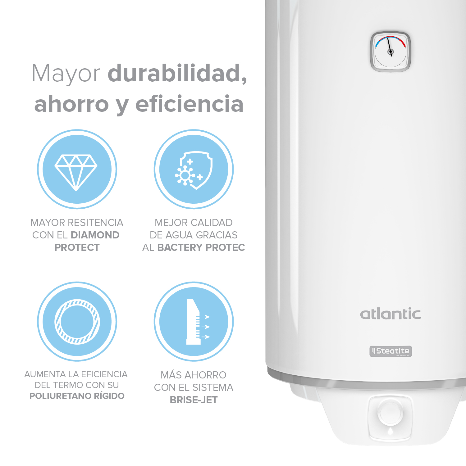 Termo Eléctrico Atlantic Steatite 80 litros - 7