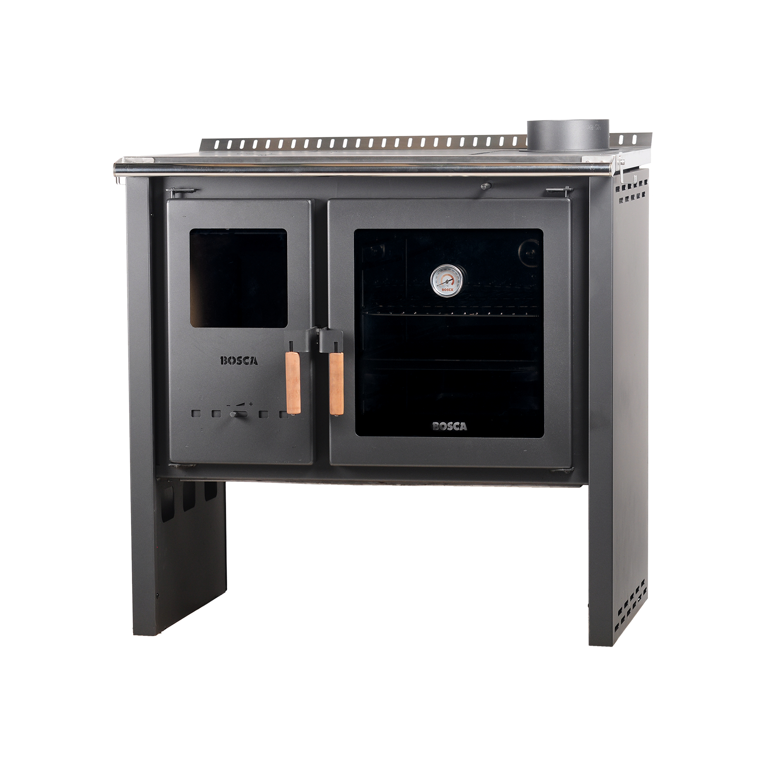 PACK COCINA A LEÑA BOSCA HESTIA 90 CHARCOAL + KIT BASE - 7