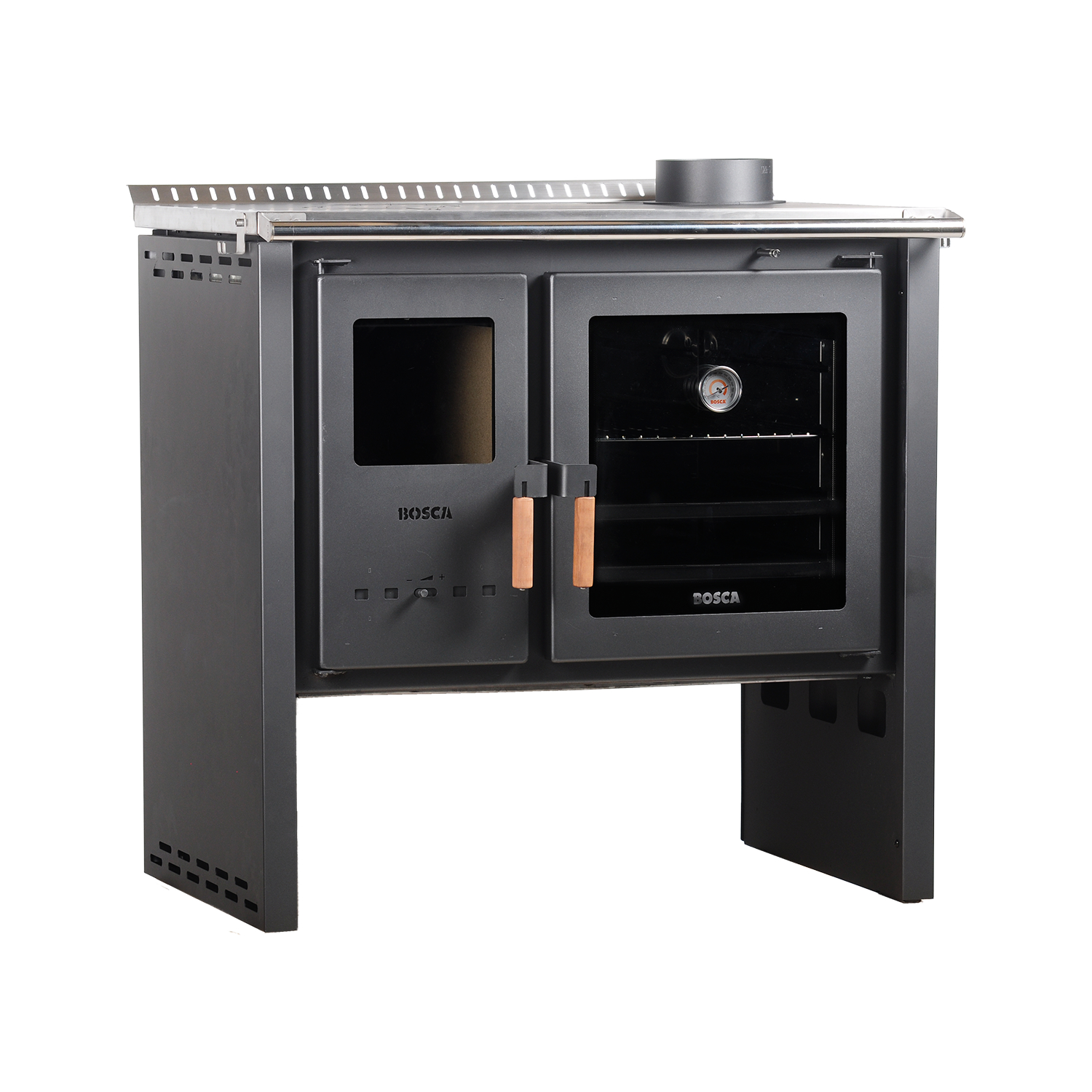 PACK COCINA A LEÑA BOSCA HESTIA 90 CHARCOAL + KIT BASE - 8