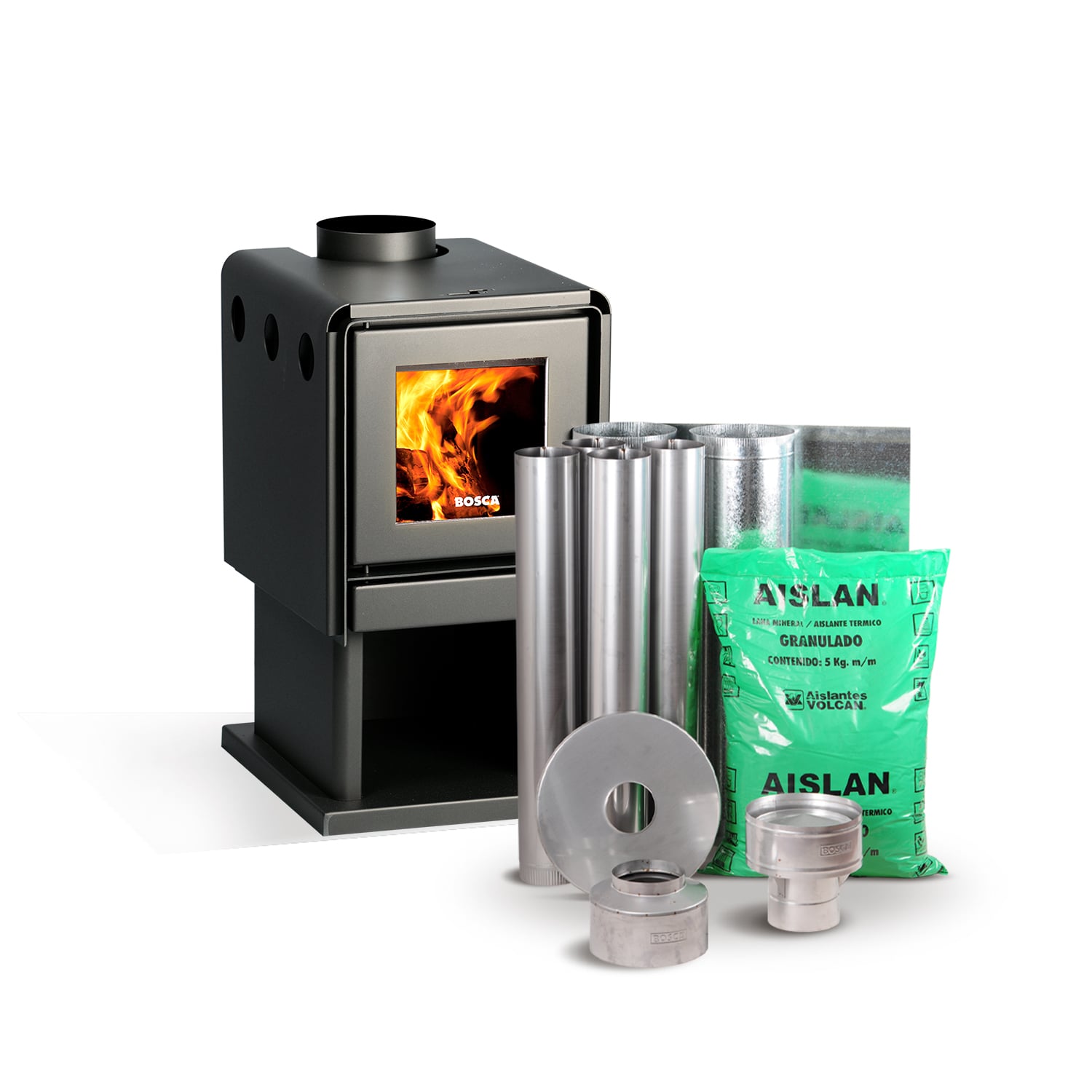 PACK CALEFACTOR A LEÑA LIMIT 350 + KIT DE INSTALACION
