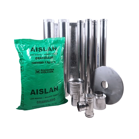PACK CALEFACTOR A PELLET BLACK VISION NEGRO + KIT INSTALACION INTERIOR - 5