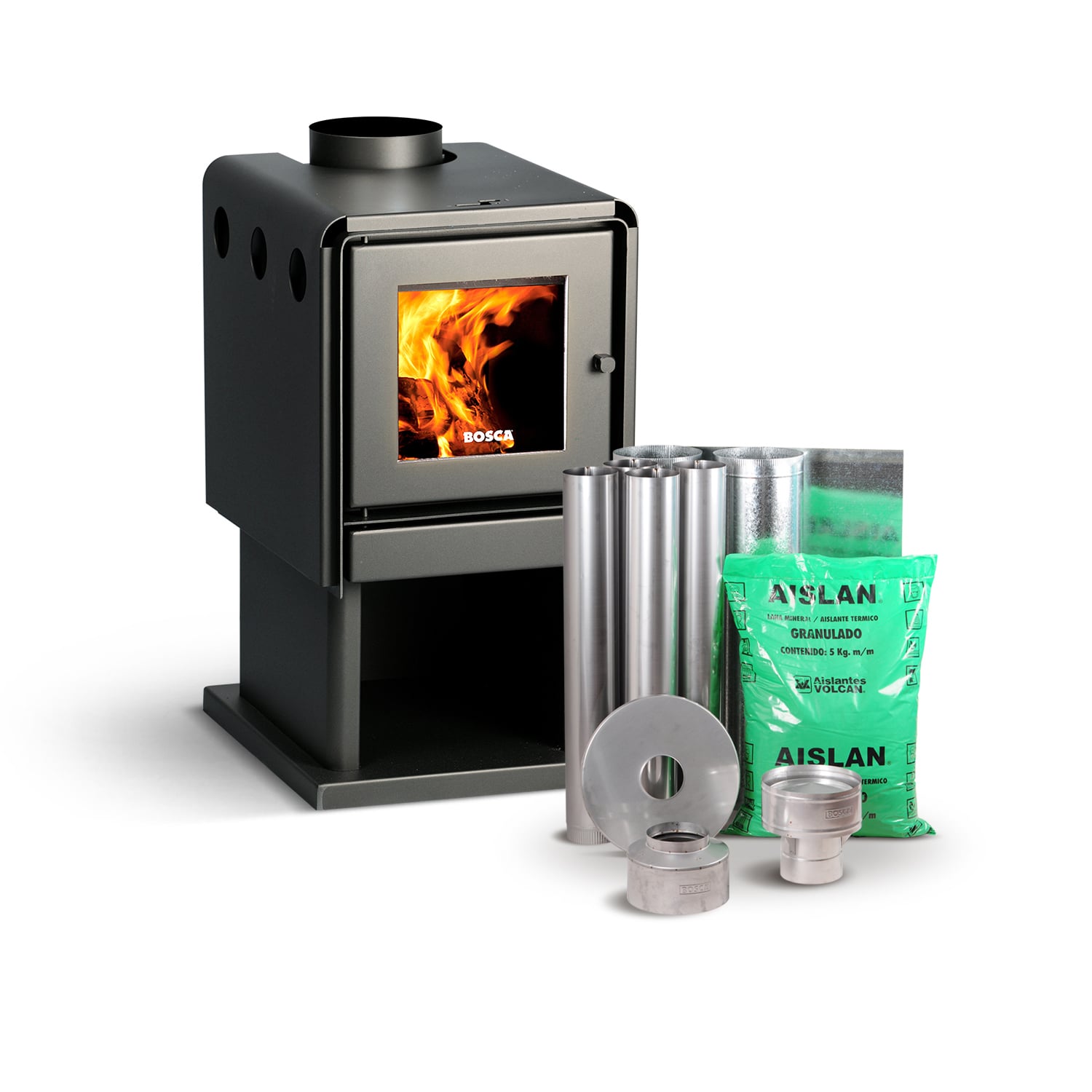PACK CALEFACTOR A LEÑA LIMIT 480 + KIT DE INSTALACION