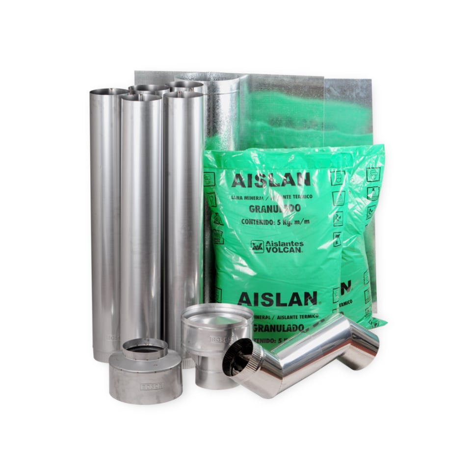 PACK CALEFACTOR A LEÑA CHIMENEA FREESTANDING 850 + KIT INSTALACION - 3