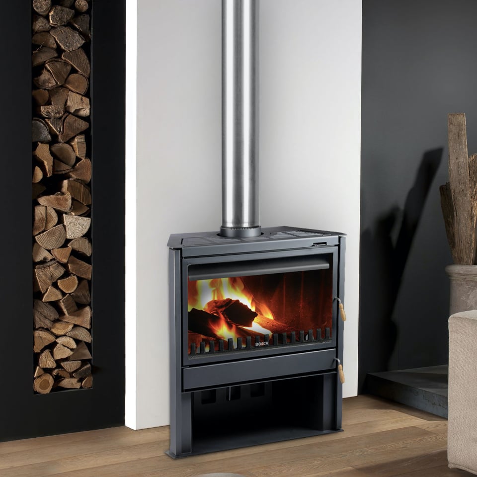 PACK CALEFACTOR A LEÑA CHIMENEA FREESTANDING 850 + KIT INSTALACION - 4