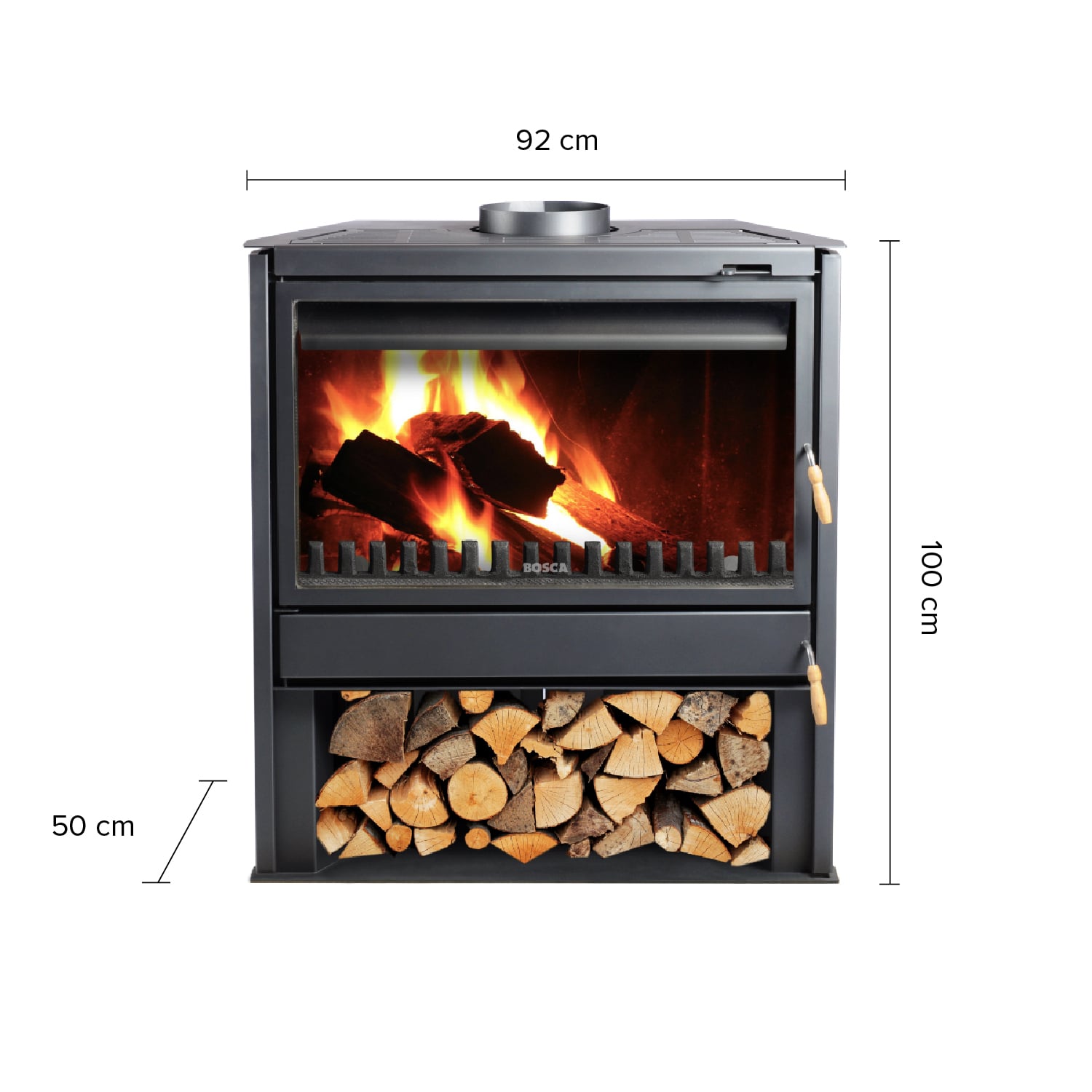 PACK CALEFACTOR A LEÑA CHIMENEA FREESTANDING 850 + KIT INSTALACION - 5