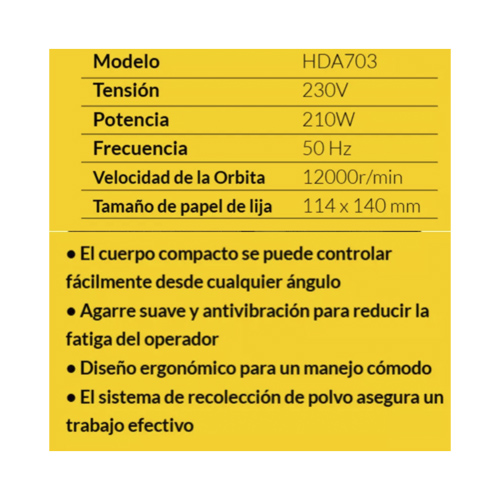 LIJADORA ORBITAL KRAFTER 210W +RECOLECTOR POLVO - 2