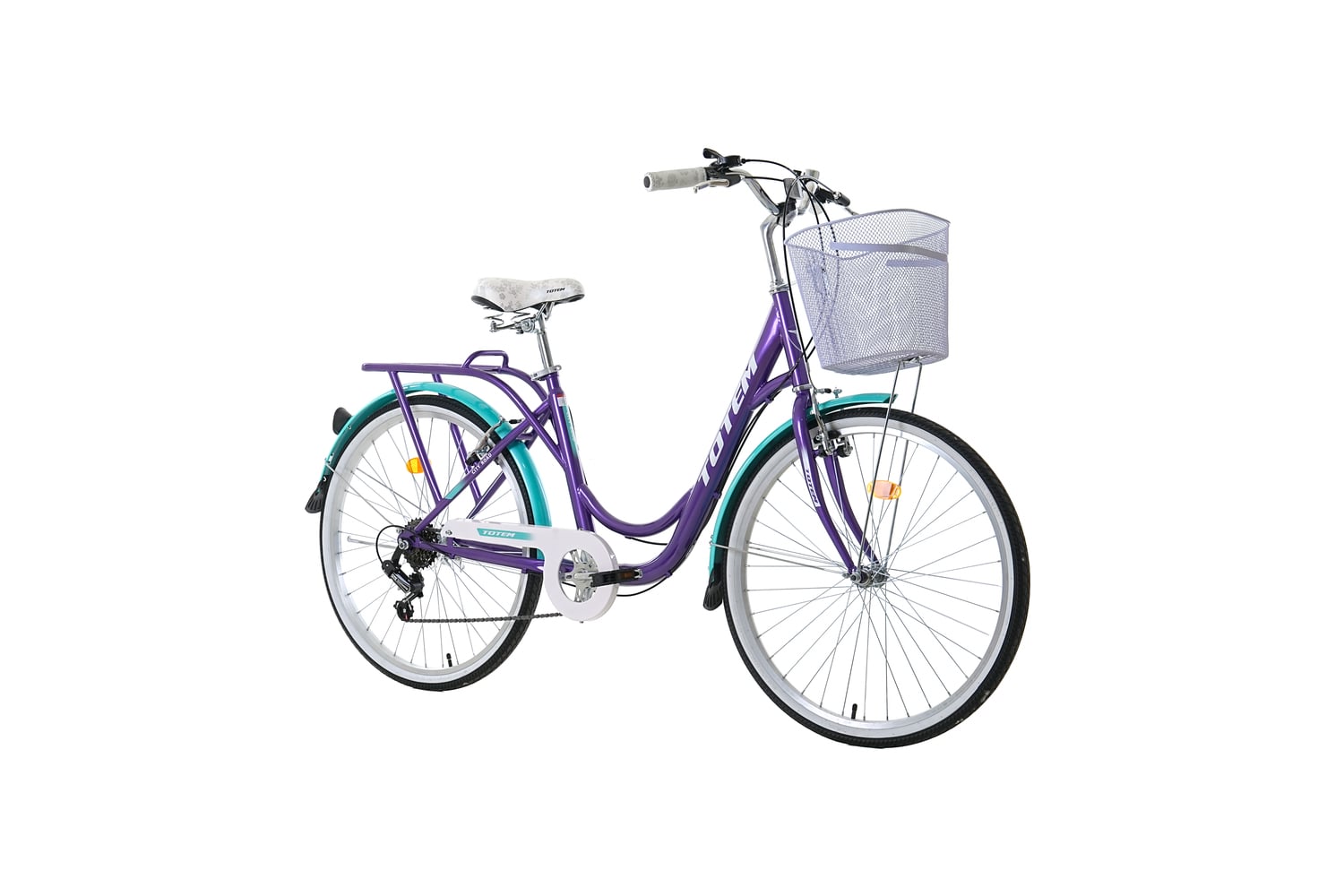 BICICLETA TOTEM ARO 26 CITY DAMA MORADO CON TURQUESA - 1