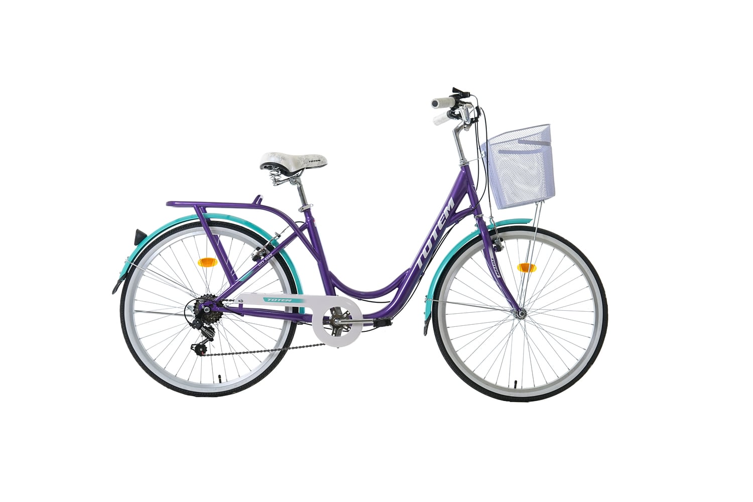 BICICLETA TOTEM ARO 26 CITY DAMA MORADO CON TURQUESA - 2