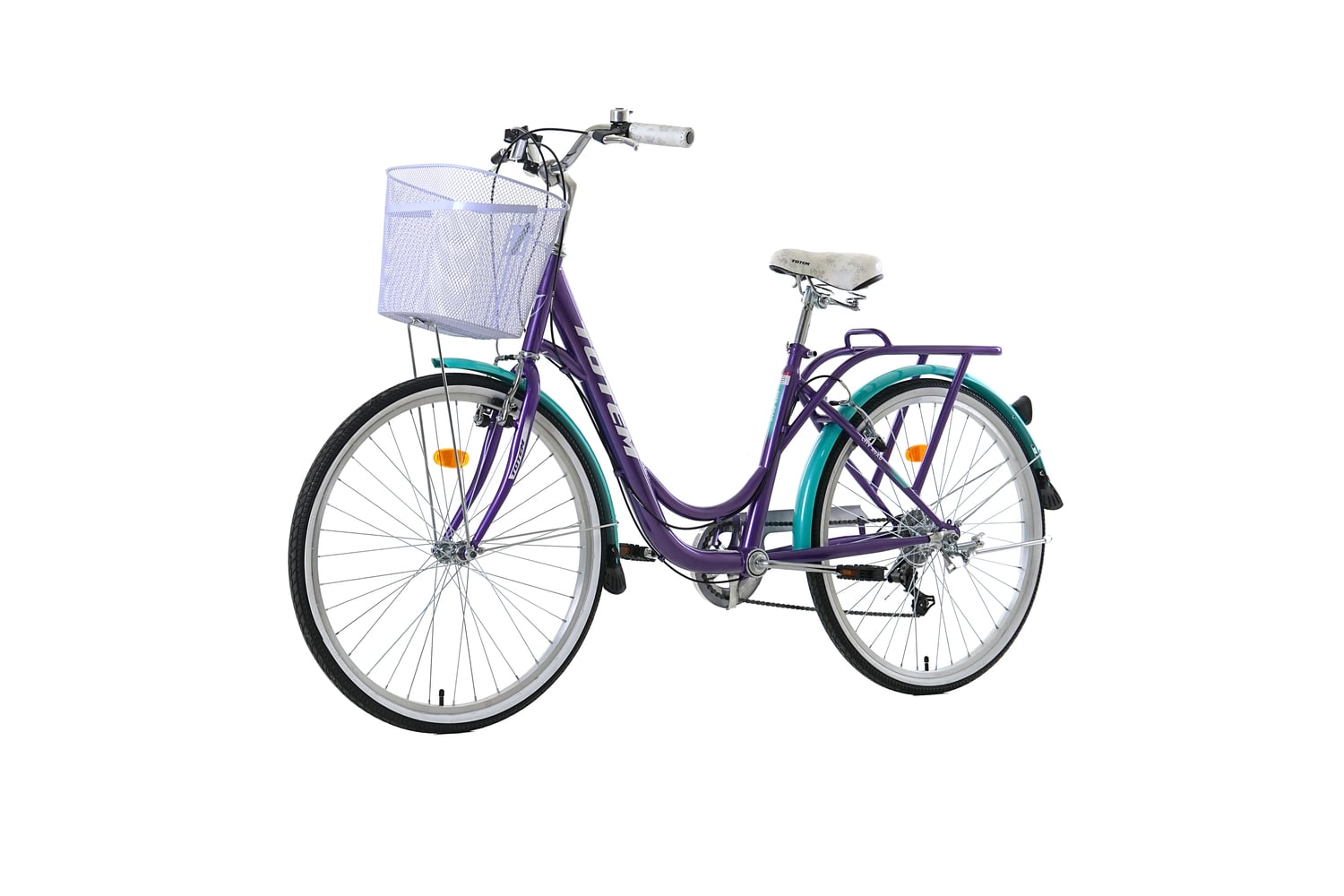 BICICLETA TOTEM ARO 26 CITY DAMA MORADO CON TURQUESA - 5