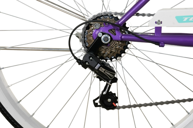 BICICLETA TOTEM ARO 26 CITY DAMA MORADO CON TURQUESA - 8