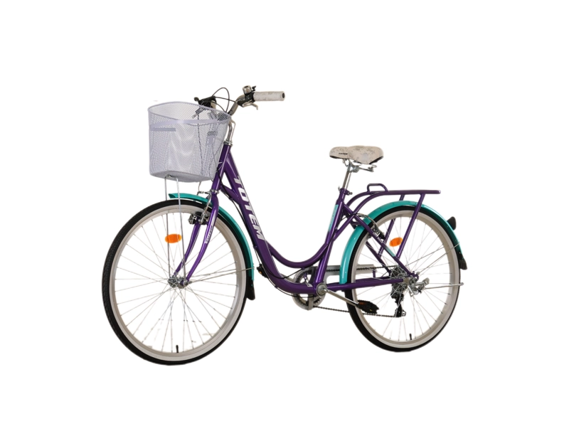 BICICLETA TOTEM ARO 26 CITY DAMA MORADO CON TURQUESA - 9