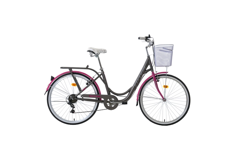 BICICLETA TOTEM ARO 26 CITY DAMA GRIS CON FUCSIA - 2