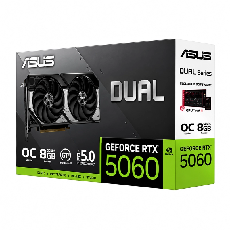 TARJETA DE VIDEO ASUS DUAL NVIDIA GEFORCE RTX 5060 OC EDITION, 8GB GDDR7, 128-BIT, PCI-E 5.0 - 5