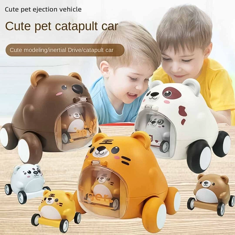 JUGUETE SET 3 AUTOS LANZADOR ANIMALES MONTESORRI DIDACTICO - 1