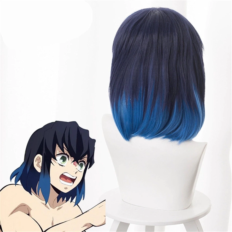 PELUCA SINTÉTICA COSPLAY INOSUKE HASHIRAMA KIMETSU NO YAIBA AZUL - 2