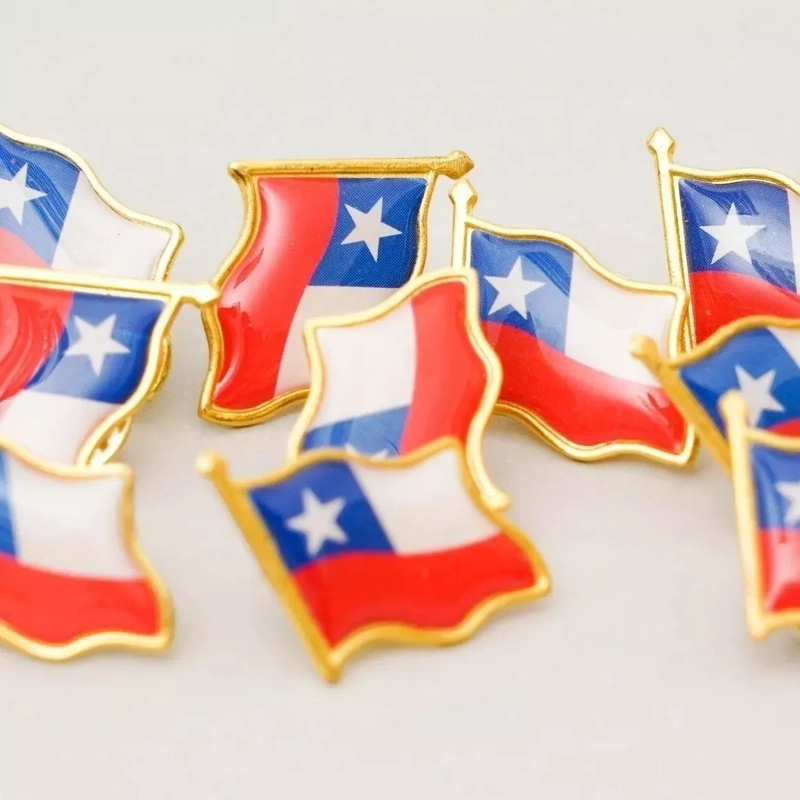 PACK 12 PIOCHA, PIN, BANDERA CHILENA METALICA, BOTON, CHILE - 2